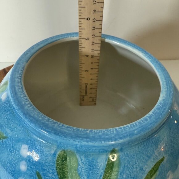 Tropical Ocean Fish Bowl Planter Coastal Beach House Decor Sea Art By Jay Import - Picture 15 of 16